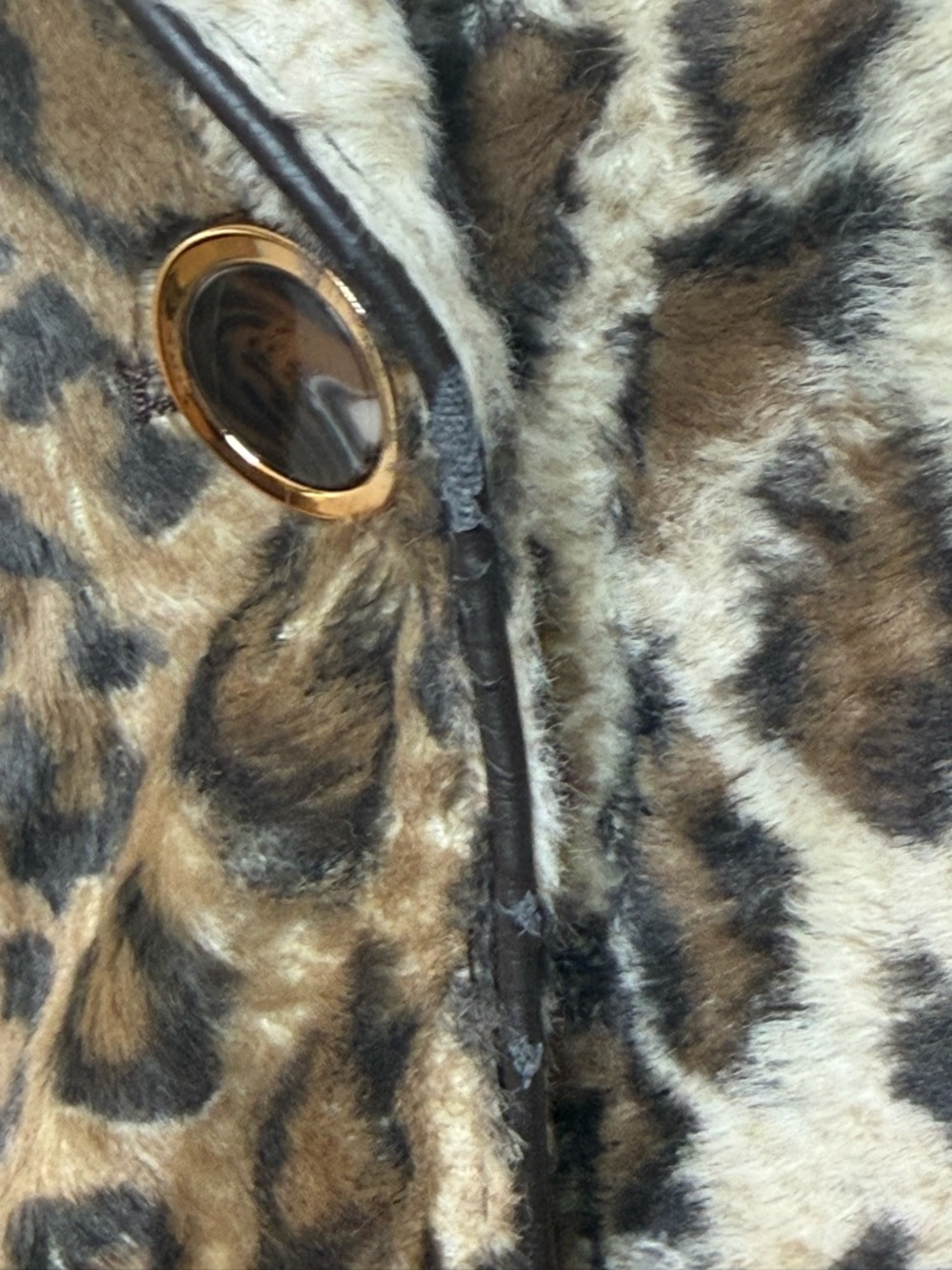 Members Only Leopard Faux Fur Trench Coat Belted XS Mob Wife NWT Flaw - Picture 9 of 13